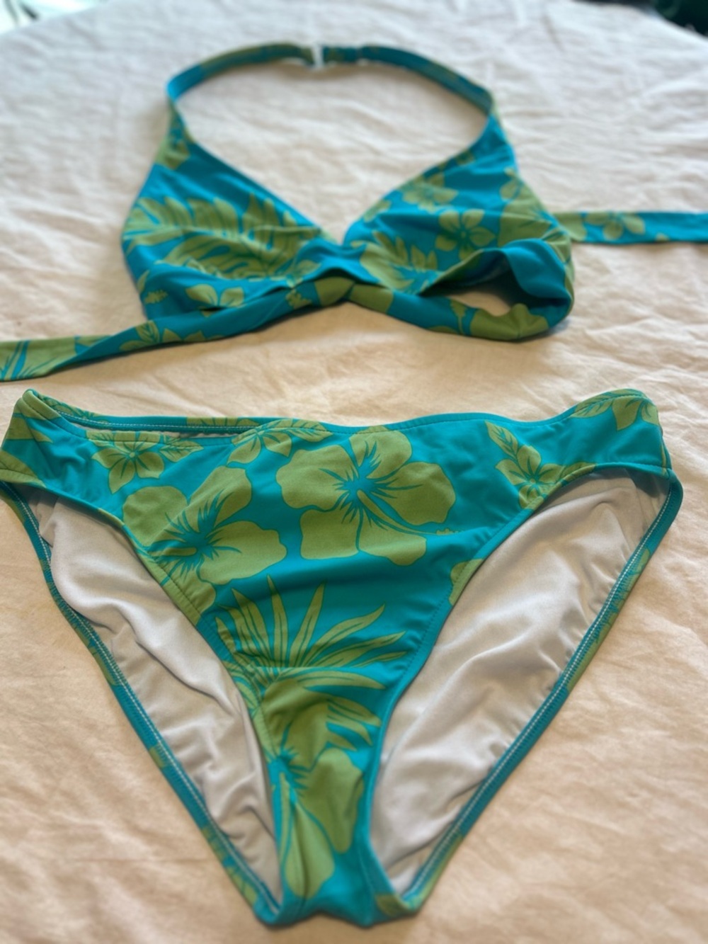 Cherokee Turquoise & Green Floral Bikini Bottom size XXL.